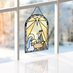 Lovepop Suncatcher Cards|Decor|All Is Calm Nativity Suncatcher Card