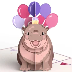 Lovepop Birthday|Baby Pygmy Birthday with Magic Hippo Pop-Up Card and Sentiment Set