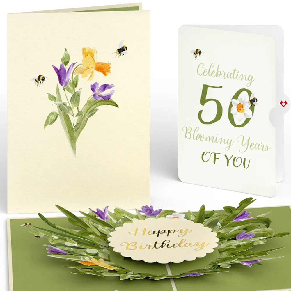 Lovepop Birthday|Bloom 50th Birthday Pop-Up Card and Sentiment Set