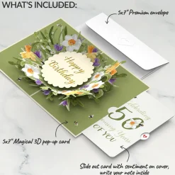 Lovepop Birthday|Bloom 50th Birthday Pop-Up Card and Sentiment Set