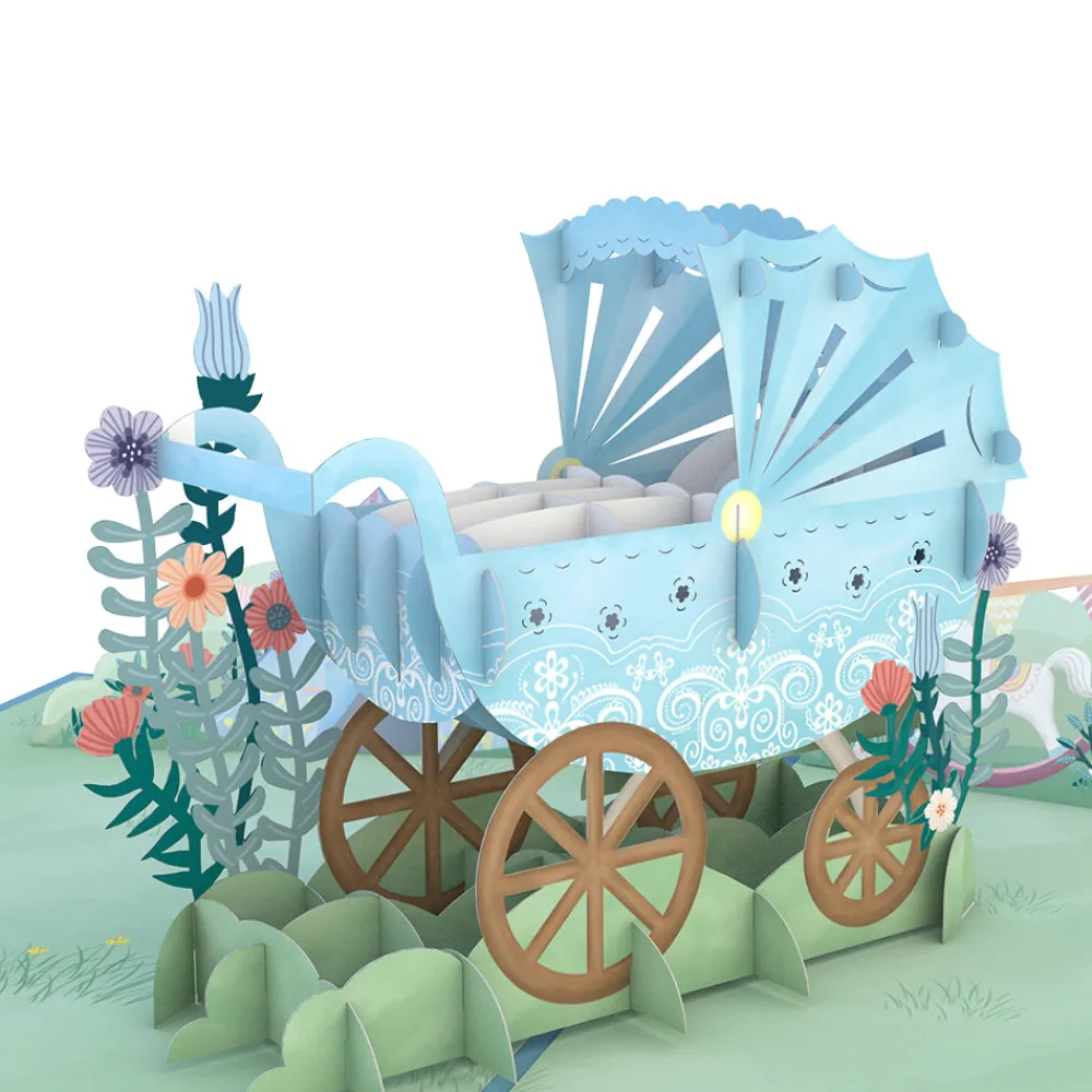 Lovepop Baby|Kids|Blue Baby Carriage Pop-Up Card