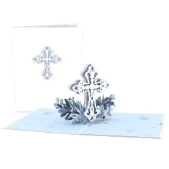 Lovepop Greeting Cards|Just Because|Blue Floral Cross Pop-Up Card
