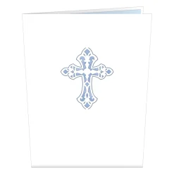 Lovepop Greeting Cards|Just Because|Blue Floral Cross Pop-Up Card