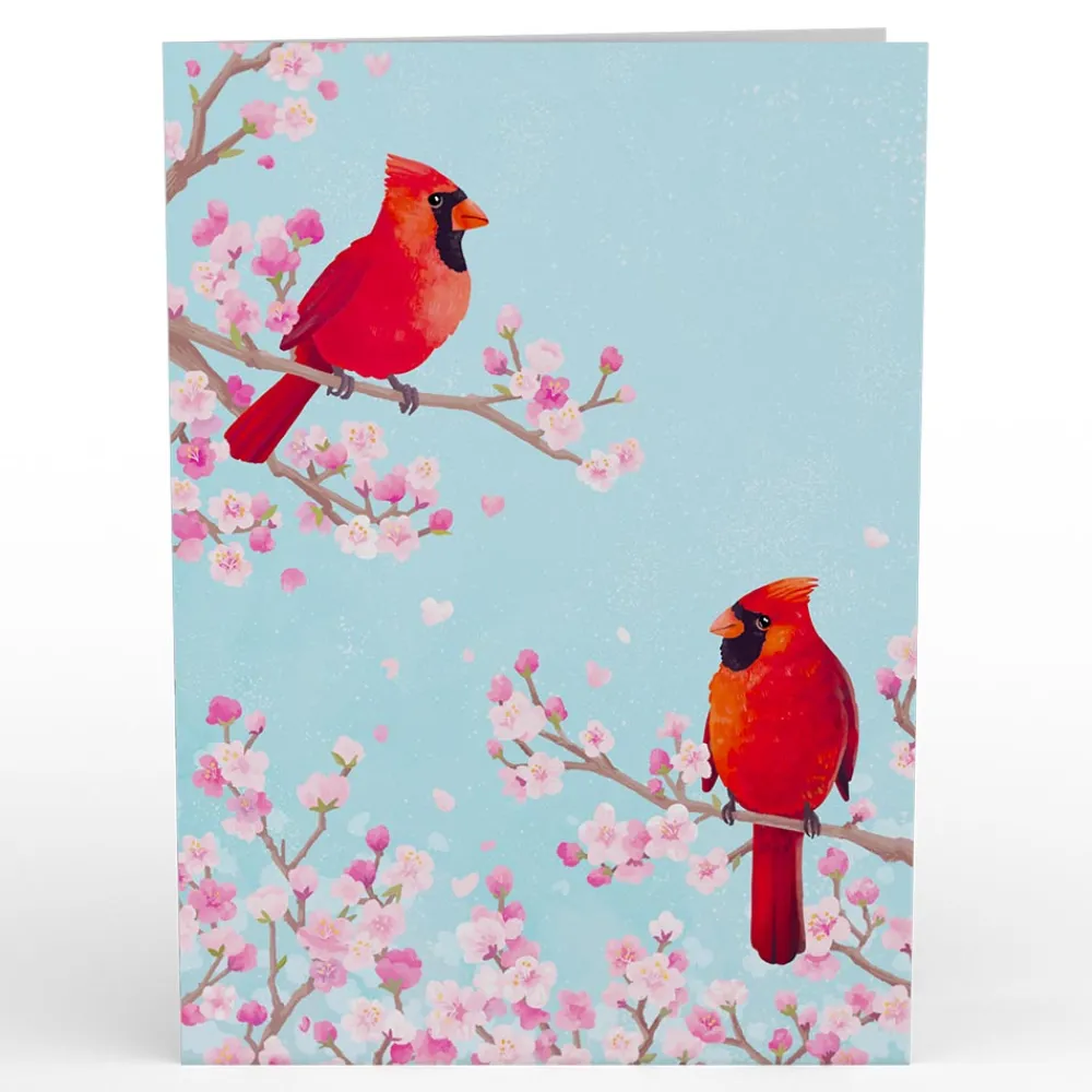 Lovepop Greeting Cards|Just Because|Cherry Blossom Basket with Cardinals Pop-Up Card
