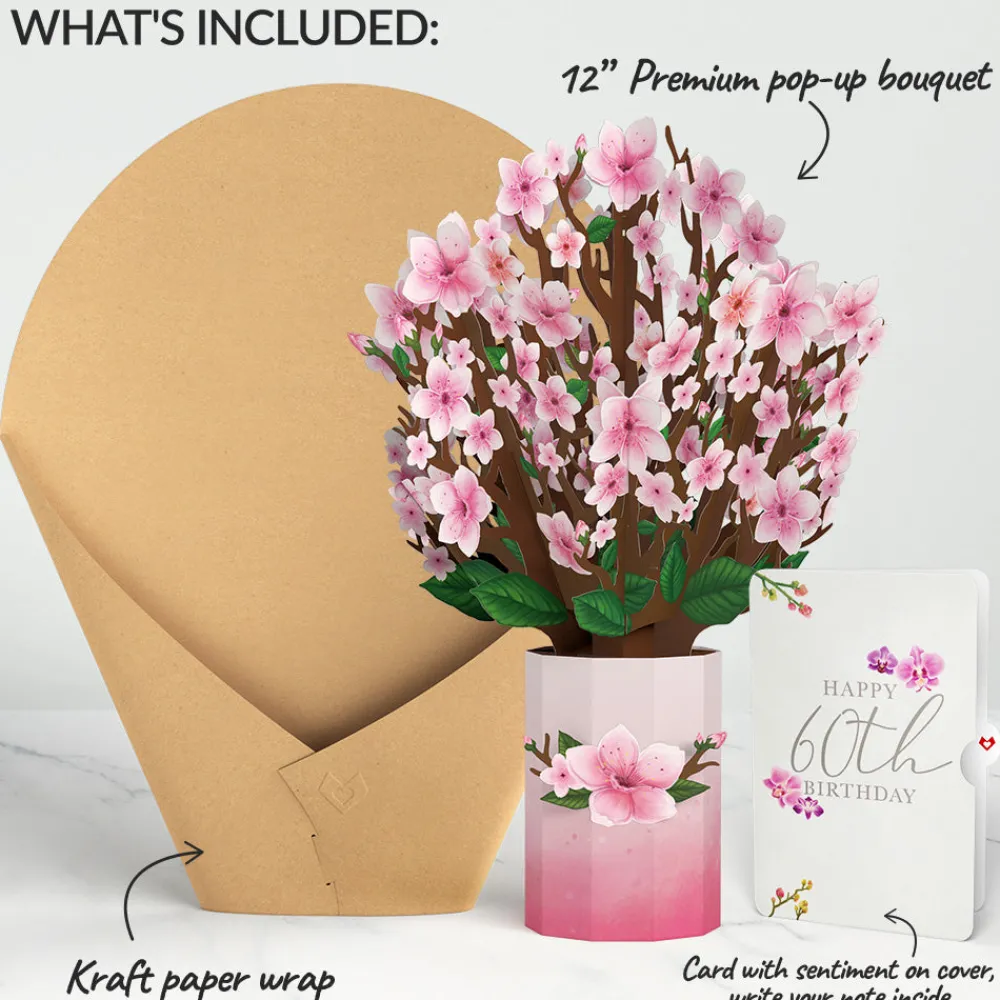 Lovepop Pop-Up Bouquets|Cherry Blossom 60th Birthday Bouquet and Sentiment Set
