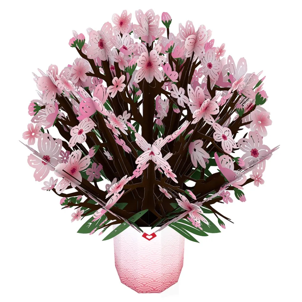 Lovepop Pop-Up Bouquets|Card & Gift Bundles|Cherry Blossom with Cardinals Pop-Up Card & Bouquet Bundle