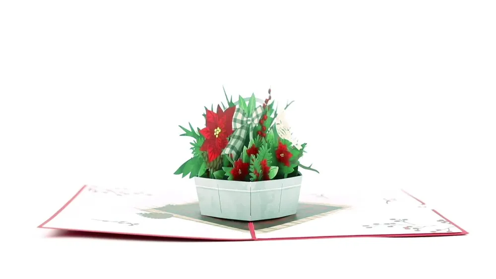 Lovepop Greeting Cards|Christmas 12/25|Christmas Flower Basket Pop-Up Card