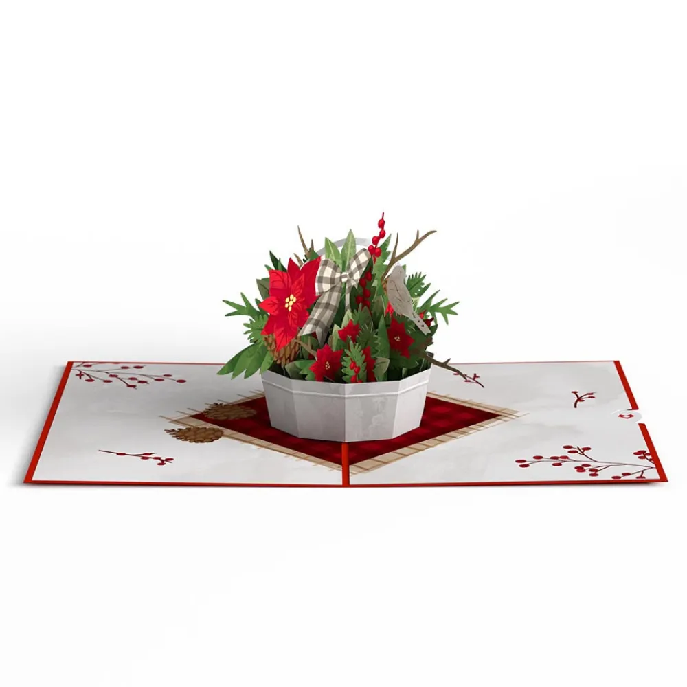 Lovepop Greeting Cards|Christmas 12/25|Christmas Flower Basket Pop-Up Card