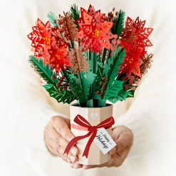 Lovepop Card & Gift Bundles|Christmas 12/25|Christmas Hummingbirds Card & Poinsettia Bouquet Bundle