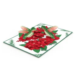 Lovepop Card & Gift Bundles|Christmas 12/25|Christmas Hummingbirds Card & Poinsettia Bouquet Bundle