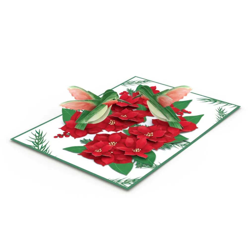 Lovepop Card & Gift Bundles|Christmas 12/25|Christmas Hummingbirds Card & Poinsettia Bouquet Bundle
