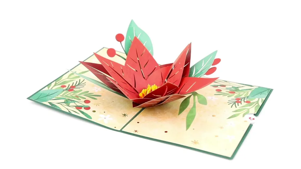 Lovepop Greeting Cards|Christmas 12/25|Christmas Poinsettia Bloom Pop-Up Card