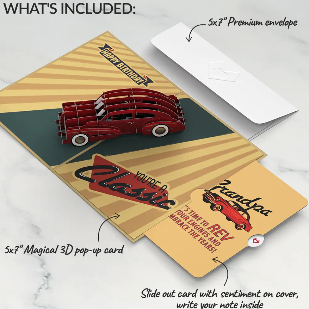 Lovepop Birthday|Classic Car Birthday Pop-Up Card and Sentiment Set for Grandpa