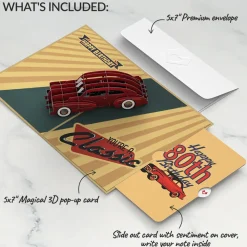 Lovepop Birthday|Classic Car 80th Birthday Pop-Up Card and Sentiment Set