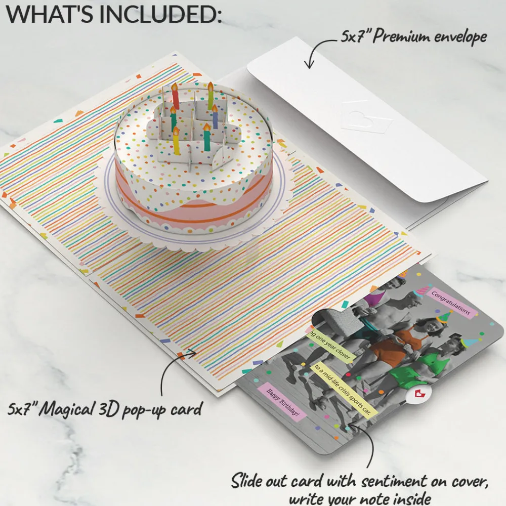 Lovepop Birthday|Confetti Cake Birthday Pop-Up Card and A Mid-life Crisis Sports Car Sentiment Set