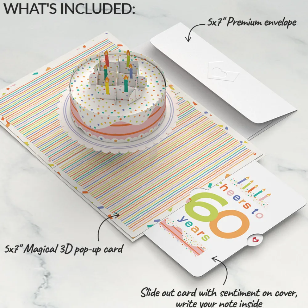 Lovepop Birthday|Confetti Cake 60th Birthday Pop-Up Card and Sentiment Set