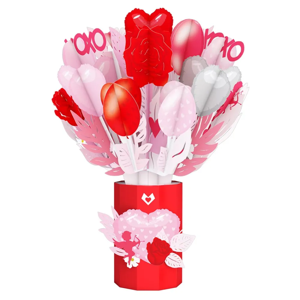 Lovepop Pop-Up Bouquets|Card & Gift Bundles|Cupid’s Valentine Wreath & XOXO Love Balloon Bouquet Bundle