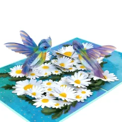 Lovepop Greeting Cards|Birthday|Daisy Patch Hummingbirds Pop-Up Card