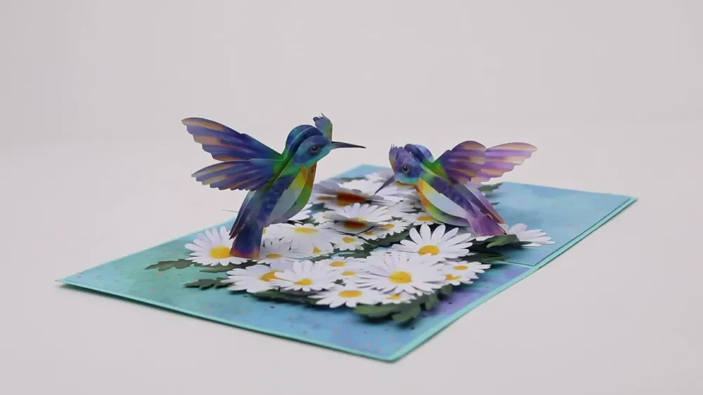 Lovepop Greeting Cards|Birthday|Daisy Patch Hummingbirds Pop-Up Card