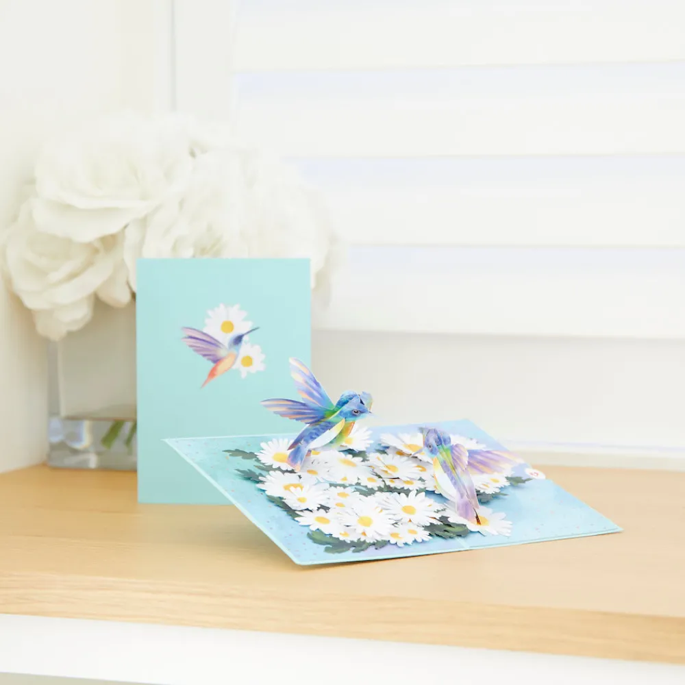 Lovepop Greeting Cards|Birthday|Daisy Patch Hummingbirds Pop-Up Card