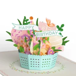 Lovepop Birthday|Delicate Floral Happy Birthday Basket Paperpop Card®