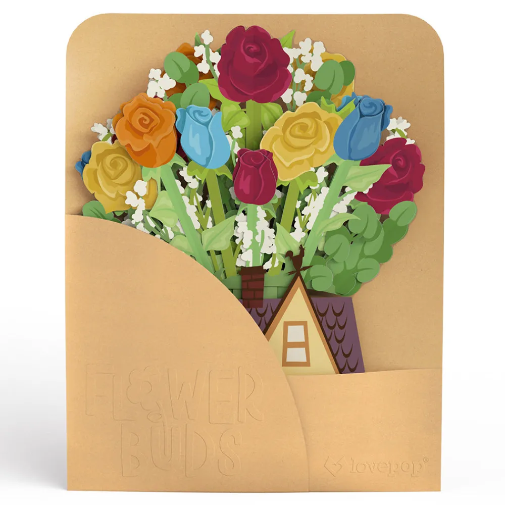 Lovepop Pop-Up Bouquets|Card & Gift Bundles|Disney and Pixar Up Sky Is the Limit Pop-Up Card & Flower Buds Bouquet Bundle