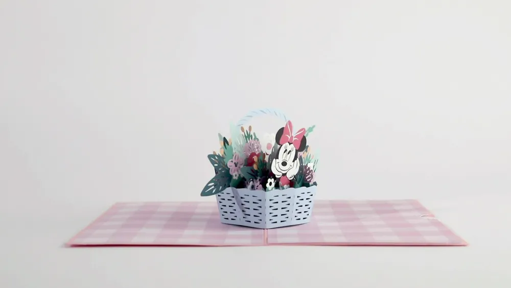 Lovepop Greeting Cards|Just Because|Disney's Minnie Mouse Flower Basket Pop-Up Card