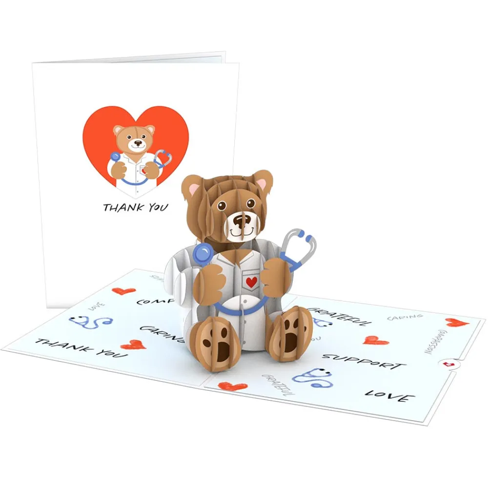 Lovepop Greeting Cards|Thank You|Doctor Bear Pop-Up Card