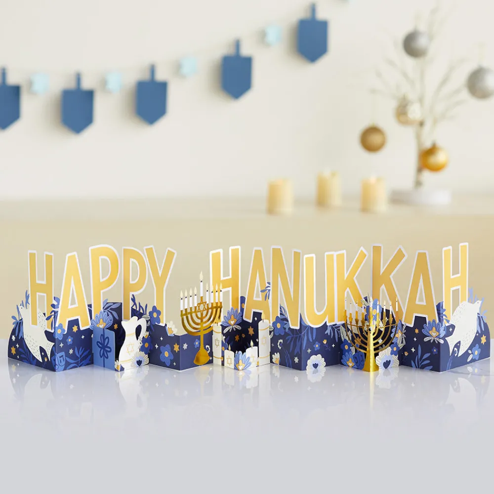 Lovepop Decor|Hanukkah 12/14|Elegant Happy Hanukkah Loooooong Card™ (Expands to 2 feet)