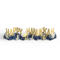 Lovepop Decor|Hanukkah 12/14|Elegant Happy Hanukkah Loooooong Card™ (Expands to 2 feet)