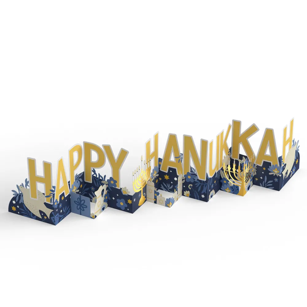 Lovepop Decor|Hanukkah 12/14|Elegant Happy Hanukkah Loooooong Card™ (Expands to 2 feet)