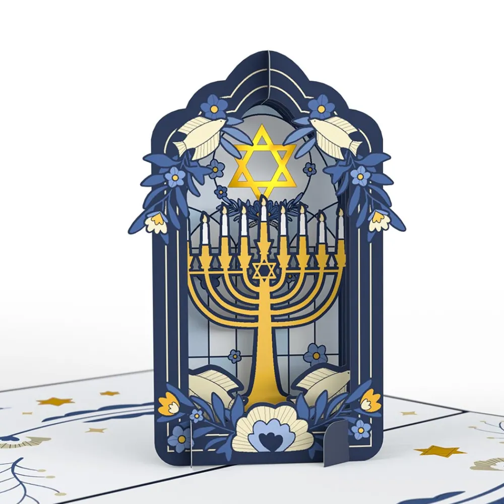 Lovepop Greeting Cards|Hanukkah 12/14|Elegant Stained Glass Hanukkah Pop-Up Card