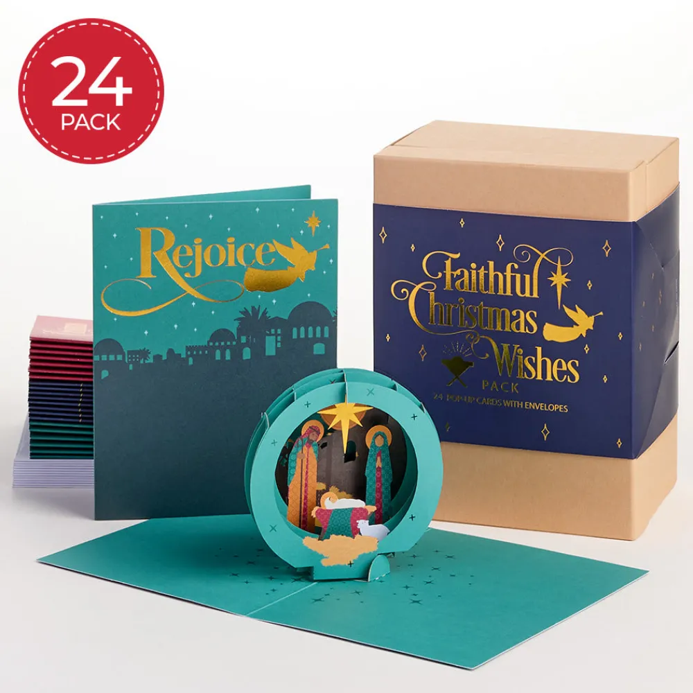 Lovepop Value Packs|Religious|Faithful Christmas Wishes Box Set (Assorted 24-Pack): Paperpop® Card
