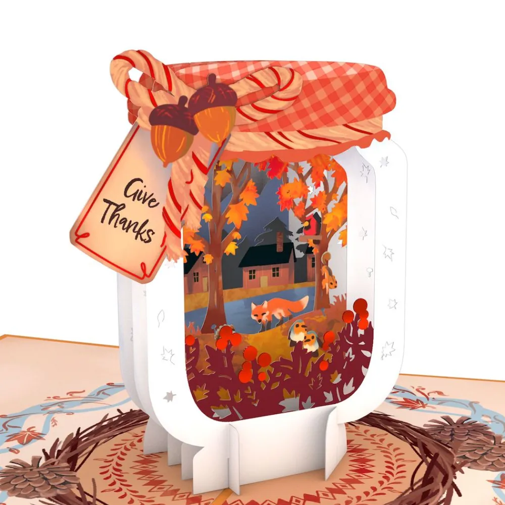 Lovepop Greeting Cards|Thanksgiving 11/27|Give Thanks Fall Jar Pop-Up Card