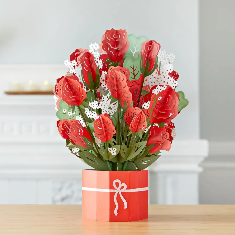 Lovepop Pop-Up Bouquets|Card & Gift Bundles|Grand Red Rose Valentine’s Day Bundle