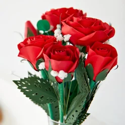 Lovepop Pop-Up Bouquets|Card & Gift Bundles|Handcrafted Paper Flowers: Red Roses (6 Stems) with Happy Valentine's Day Pop-Up Card