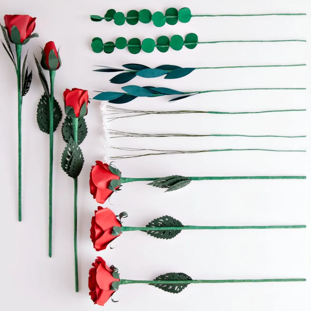 Lovepop Pop-Up Bouquets|Card & Gift Bundles|Handcrafted Paper Flowers: Red Roses (6 Stems) with Happy Valentine's Day Pop-Up Card
