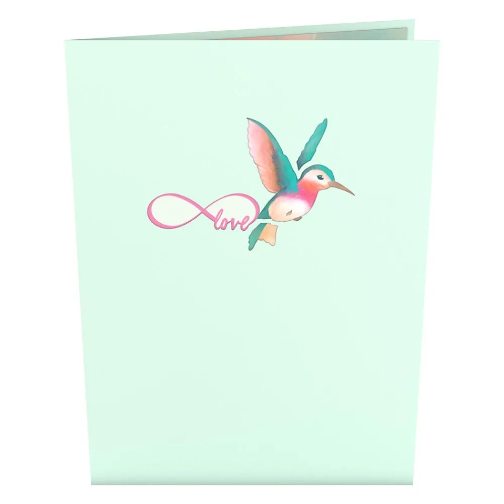 Lovepop Pop-Up Bouquets|Handcrafted Paper Flowers|Handcrafted Paper Flowers: Pink & Yellow Roses (12 Stems) with Lovely Hummingbird Pop-Up Card