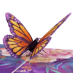 Lovepop Pop-Up Bouquets|Handcrafted Paper Flowers|Handcrafted Paper Flowers: Pink Roses (12 Stems) with Monarch Butterfly Pop-Up Card