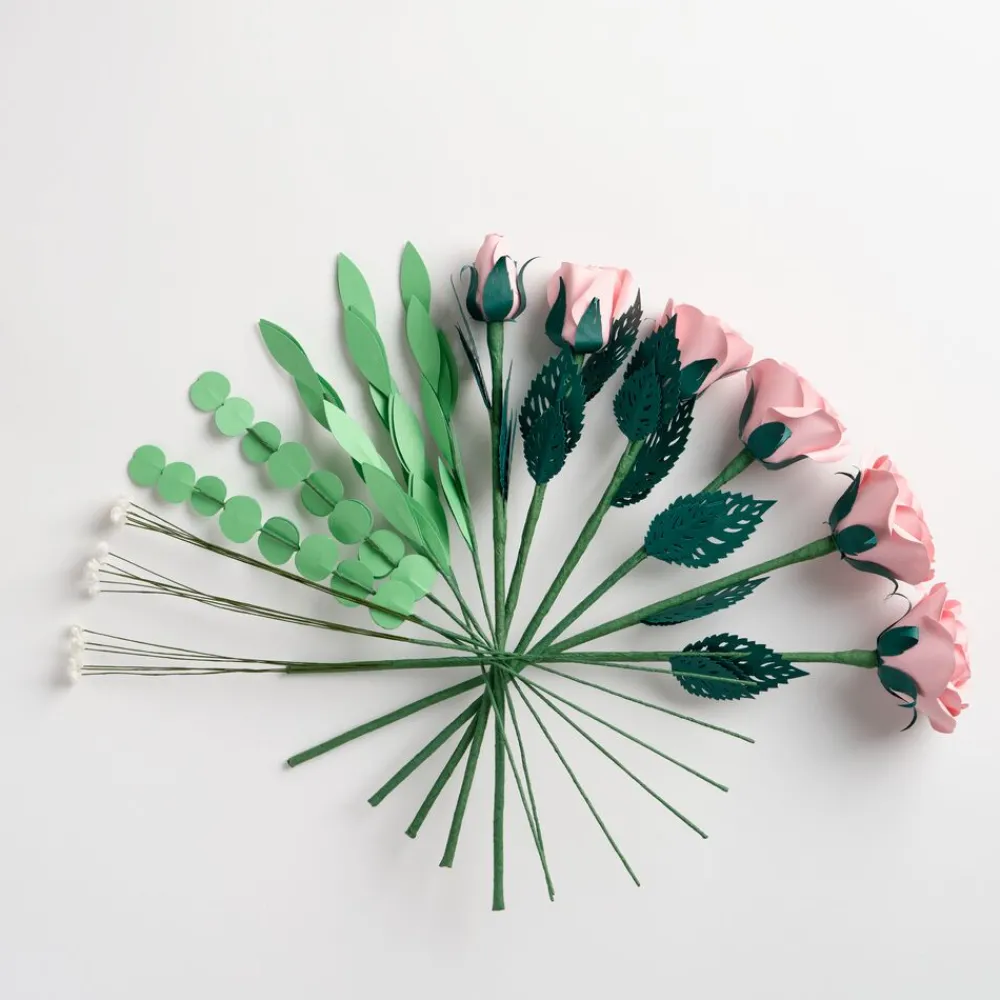Lovepop Pop-Up Bouquets|Card & Gift Bundles|Handcrafted Paper Flowers: Pink Roses (6 Stems) with Monarch Butterfly Pop-Up Card