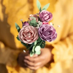 Lovepop Pop-Up Bouquets|Card & Gift Bundles|Handcrafted Paper Flowers: Pink & Purple Roses (6 Stems) with Monarch Butterfly Pop-Up Card