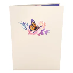Lovepop Pop-Up Bouquets|Card & Gift Bundles|Handcrafted Paper Flowers: Pink & Purple Roses (6 Stems) with Monarch Butterfly Pop-Up Card