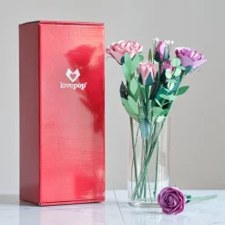 Lovepop Pop-Up Bouquets|Card & Gift Bundles|Handcrafted Paper Flowers: Pink & Purple Roses (6 Stems) with Monarch Butterfly Pop-Up Card