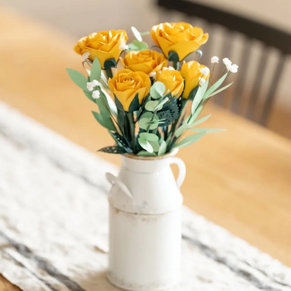 Lovepop Pop-Up Bouquets|Card & Gift Bundles|Handcrafted Paper Flowers: Yellow Roses (6 Stems) with Happy Mother's Day Pop-Up Card