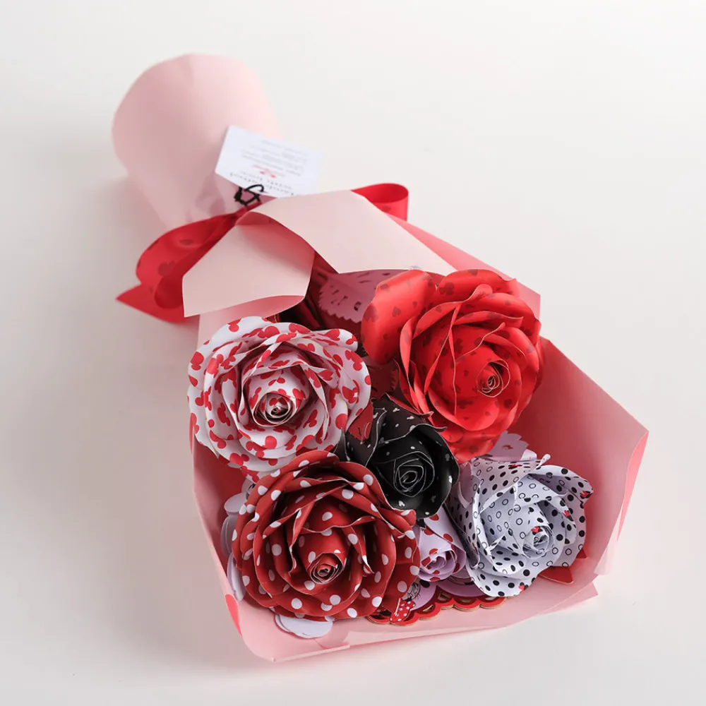 Lovepop Pop-Up Bouquets|Handcrafted Paper Flowers|Handcrafted Paper Flowers: Disney’s Mickey & Minnie Lovestruck Roses (6-Stem)