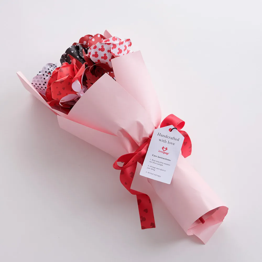 Lovepop Pop-Up Bouquets|Handcrafted Paper Flowers|Handcrafted Paper Flowers: Disney’s Mickey & Minnie Lovestruck Roses (6-Stem)