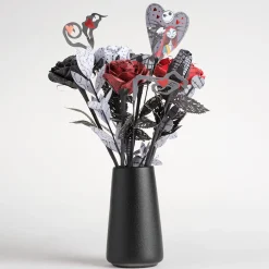 Lovepop Pop-Up Bouquets|Handcrafted Paper Flowers|Handcrafted Paper Flowers: Disney Tim Burton's The Nightmare Before Christmas Eternally Yours Roses (6-Stem) with My Nightmare Come True Pop-Up Card
