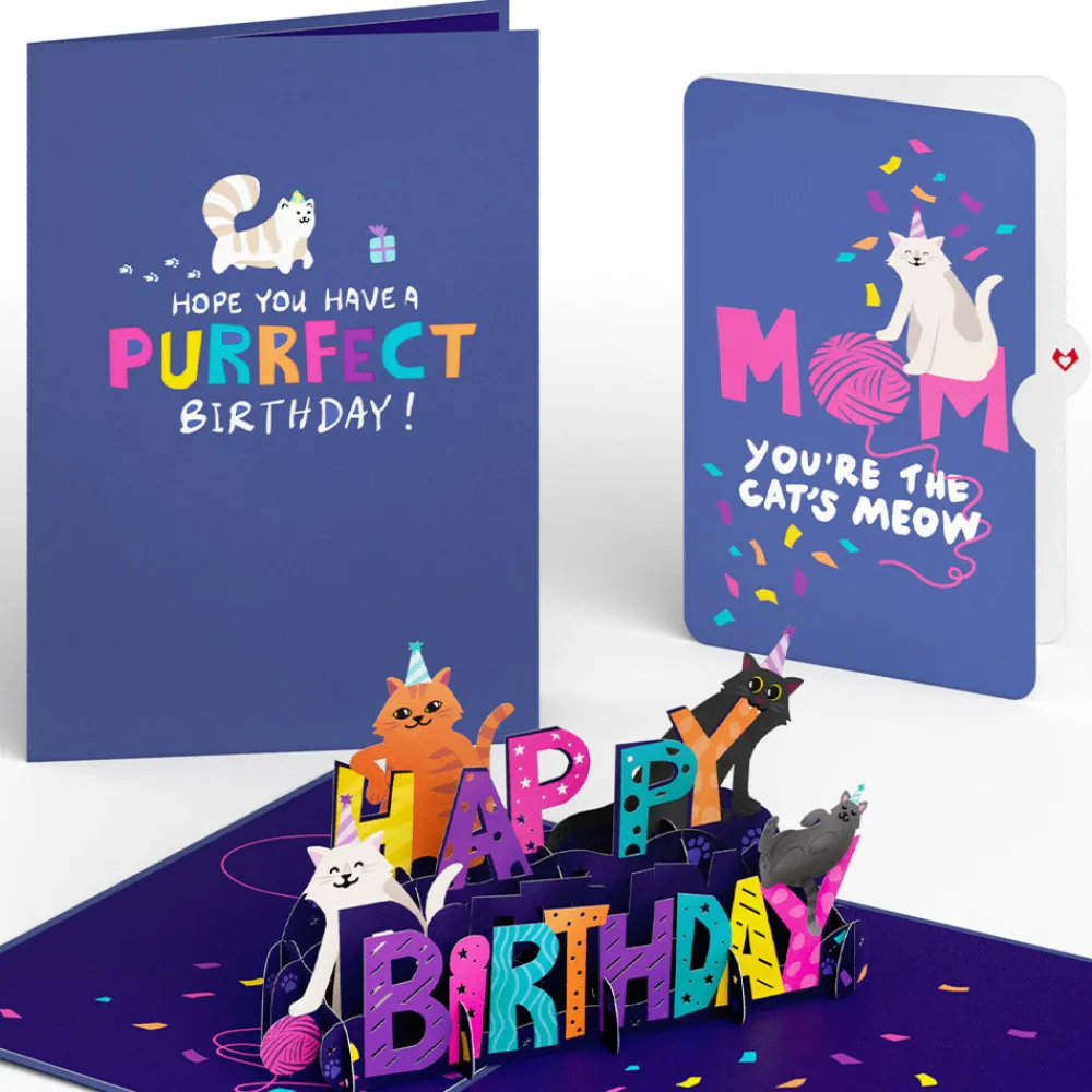 Lovepop Birthday|Mom|Happy Birthday Cats Pop-Up Card and Sentiment Set for Mom
