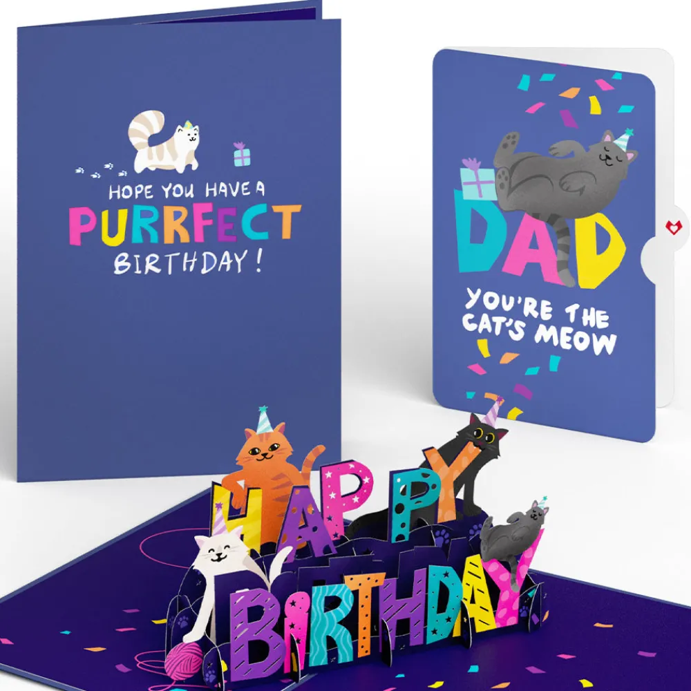 Lovepop Birthday|Dad|Happy Birthday Cats Pop-Up Card and Sentiment Set for Dad