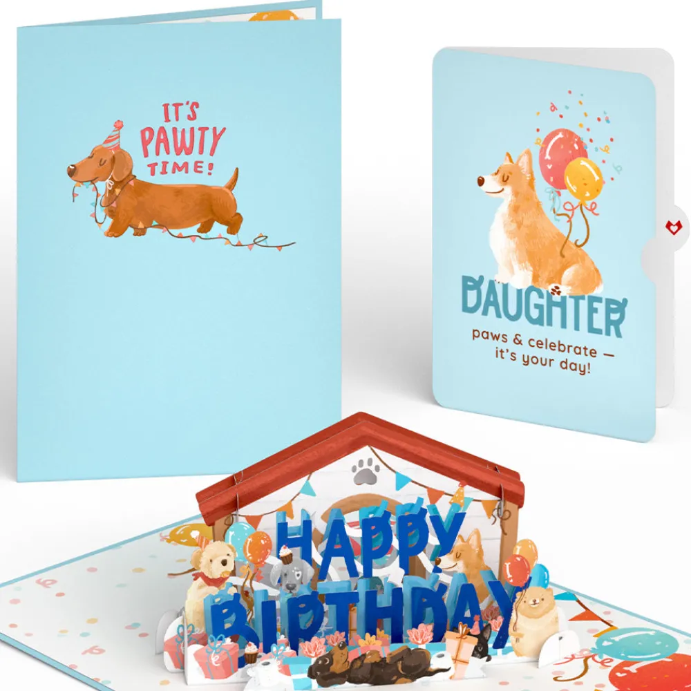 Lovepop Birthday|Happy Birthday Dogs Pop-Up Card and Sentiment Set for Daughter